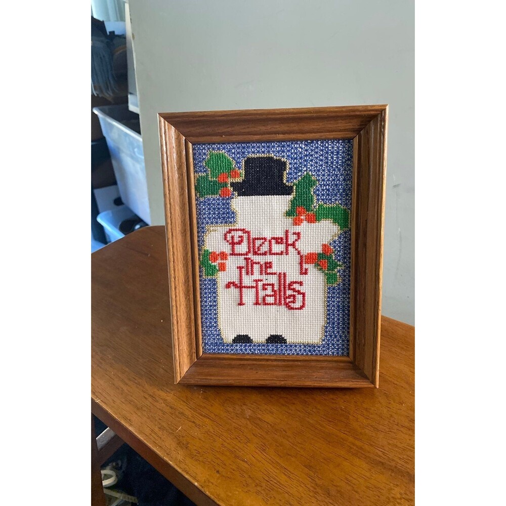 Handmade Framed 5 x 7 Christmas Cross Stitch